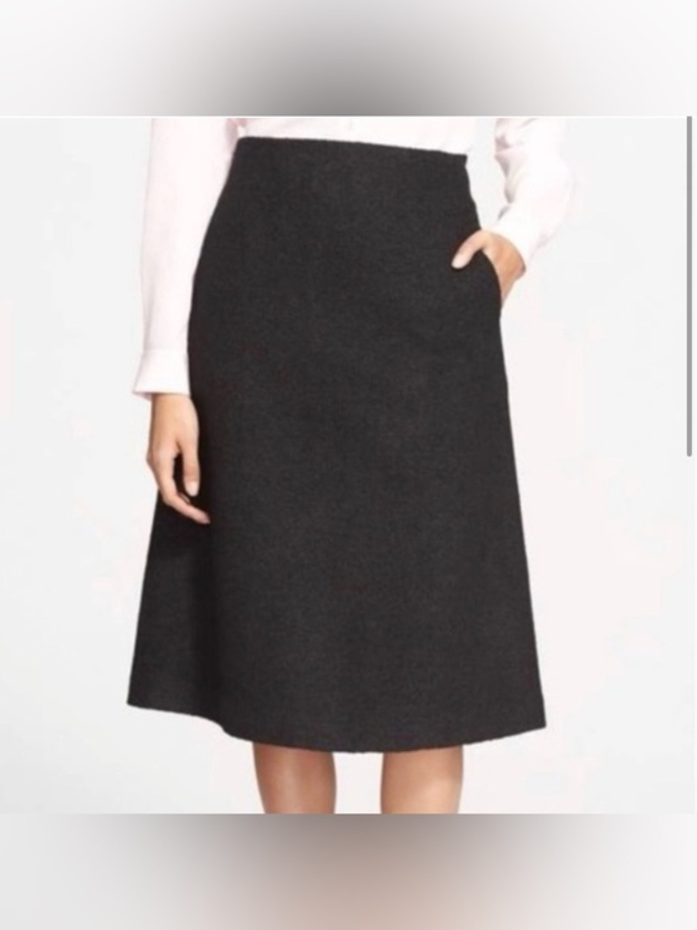 KATE SPADE Bouclé Wool-Blend A-Line Midi Skirt Black size 14